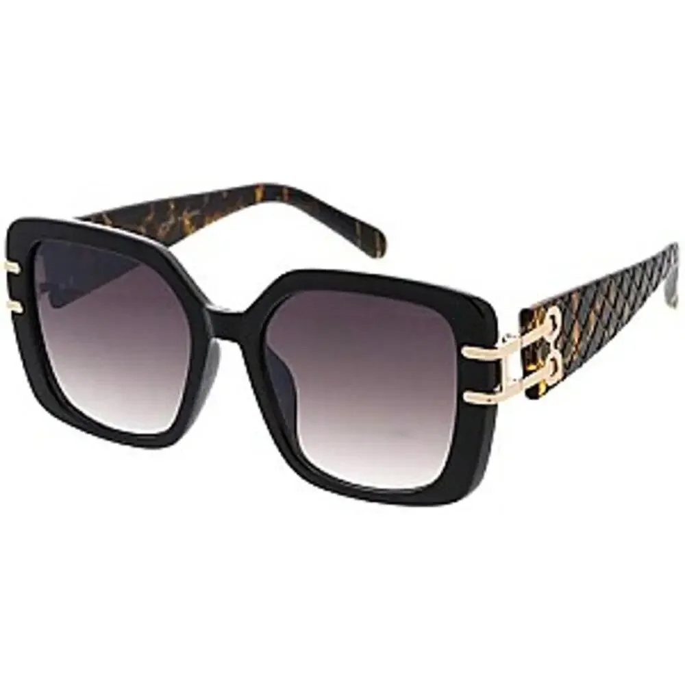 SUNGLASSES HIGH FASHION Tortoiseshell TEXTURED LINKED TEMPLES UV 400 Protection